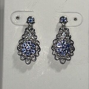NWOT NYC11 Designer Sterling Silver Genuine Tanzanite Gemstone Dangle Earrings
